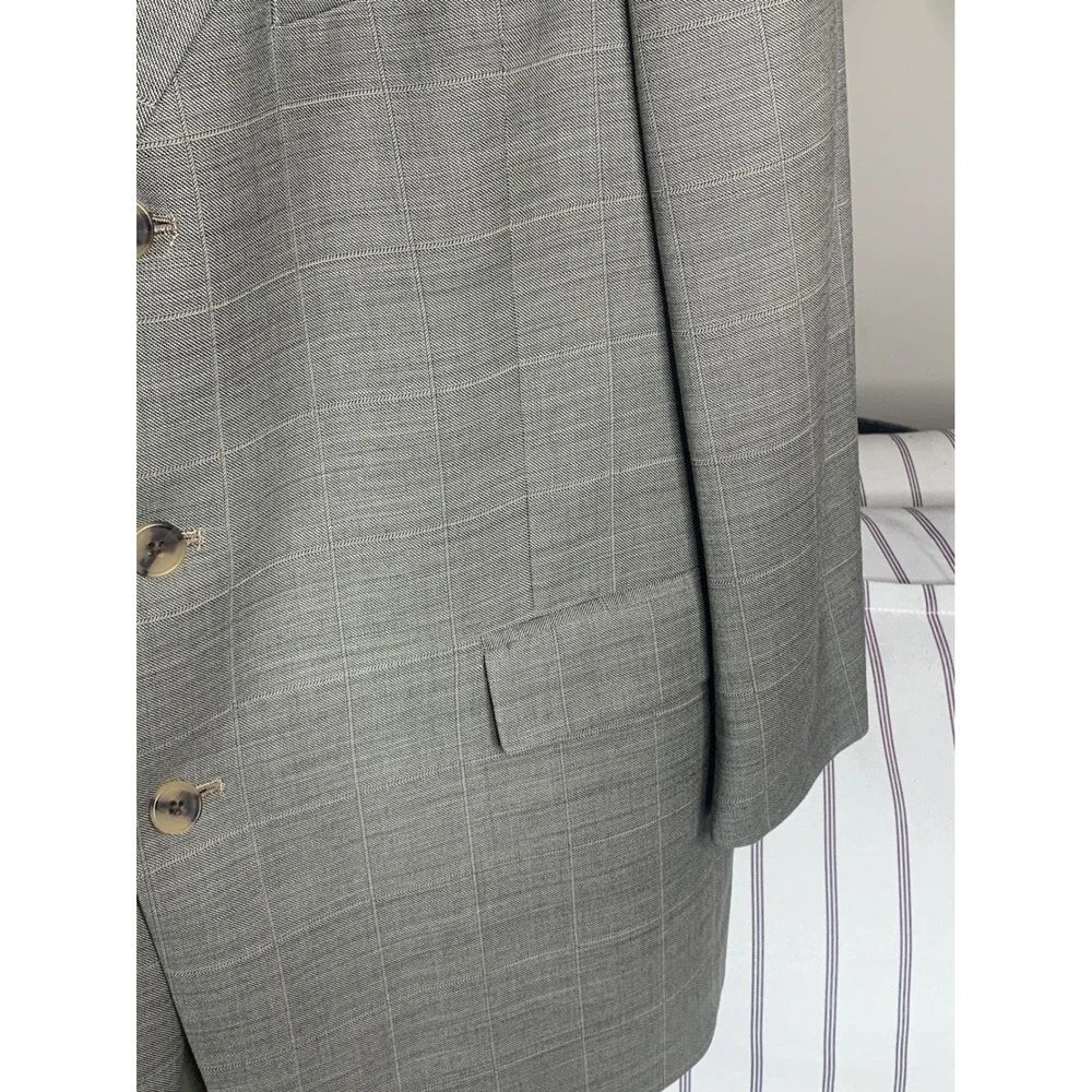 Tommy Hilfiger Mens 42S Grey Glen Plaid Worsted Wool 3-Button‎ Blazer Sport Coat